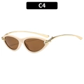 Lunettes de soleil œil de chat, monture blanc cassé, verres bruns et branches dorées - Monture Blanc Cassé Verres Thé Foncé
