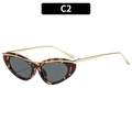 Occhiali da sole cat eye chic con montatura tartarugata e aste in metallo oro C2 - Montatura Tartarugata Lenti Grigie