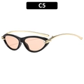 Lunettes de soleil œil de chat, monture noire, verres pêche et branches dorées C5 - Monture Noire Verres Thé Clair