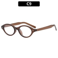 Retro small oval sunglasses with translucent dark brown frames and silver dot accents - Dark Tea Frame Clear Lens (C9)