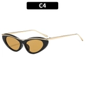 Occhiali da sole C4 cat-eye con montatura nera, aste dorate e lenti color ambra - Montatura Nera Lenti Tè