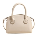 Elegante borsa bowling bianco crema in pelle PU opaca con manico e tracolla - Bianco Sporco - Senza Pendente
