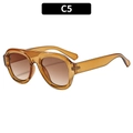 Retro oversized aviator sunglasses featuring an amber frame and gradient brown lenses - Transparent Tea Frame Double Brown Lens