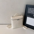 Mochila y bolso de mano versátil de cuero granulado blanco crema con asa superior - Beige