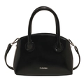 Borsa bowling nera lucida con manici e logo argento per le donne moda del 2025 - Nero - Senza Ciondolo