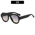 Fashion oversized aviator sunglasses with black frame and blue-orange gradient lenses - Black Frame Blue Tea Lens