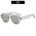 Fashionable oversized aviator sunglasses in transparent dark gray resin frame C7 - Transparent Grey Frame Silver Mirror Lens