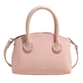 Borsa a mano minimalista rosa chiaro semicircolare con tracolla e logo argento - Rosa Chiaro (Senza Pendaglio)