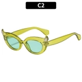 Occhiali da sole cat eye montatura giallo neon e lenti azzurre nella variante C2 - C2-Montatura Verde Lente Verde
