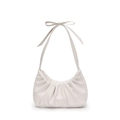 Elegante bolso hobo plisado blanco roto con correa de lazo y diseño de nube minimalista - Blanco