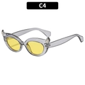 Occhiali da sole cat eye con montatura grigia trasparente e lenti gialle colore C4 - C4-Montatura Grigia Traslucida Lente Gialla