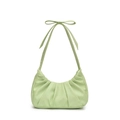 Elegante bolso de media luna verde menta con textura plisada y detalle de lazo - Verde