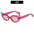 Cat eye sunglasses with translucent rose red frames and light pink lenses variant - C6-Purple Frame Pink Lens