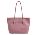 Borsa tote minimalista in pelle PU rosa con placca dorata e tracolla con nodo - Rosa