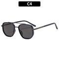 Polarized double bridge aviator sunglasses with navy blue and gunmetal frame C4 - Gunmetal Blue Frame Grey Lens