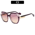 Occhiali da sole oversize alla moda con montatura bicolore viola e rosa e lenti sfumate - Montatura Viola Lenti Giallo Viola