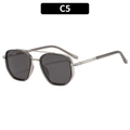 Polarized double bridge sunglasses with C5 grey translucent frame and dark lenses - Transparent Grey Silver Frame Grey Lens