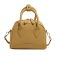 Elegante gelbe Boston-Handtasche mit Litschi-Struktur, Silberlogo und Schultergurt - Gelb