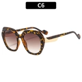 Fashionable oversized tortoise shell sunglasses with gold accents and gradient tea lenses - Leopard Frame Gradient Brown Lens