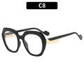 Modern oversized round black eyewear frames with stylish gold metal accents on the temples - Black Frame Clear Lenses