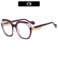 Oversized deep purple geometric sunglasses frame with gold metal temple accents - Purple Frame Clear Lens
