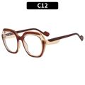 Fashionable oversized geometric sunglasses in amber and clear tortoiseshell frame - Tea Frame Clear Lens