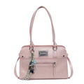 Sac fourre-tout rose brillant pour femmes avec bandoulière et pendentif en forme d'ours - Avec Pendentif / Rose