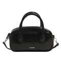 Borsa a bauletto nera lucida con doppi manici e tracolla in finitura verniciata - Senza Ciondolo / Nero