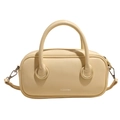 Borsa a bauletto color crema con doppi manici e tracolla argentata rimovibile - Senza Ciondolo / Giallo chiaro