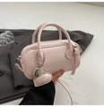 Pink PU leather handbag with CLEAR K logo and heart pendant charm for women - Light Pink (With Pendant)