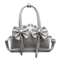 Sac Boston métallisé argenté avec détails de nœuds et bandoulière réglable - Argent