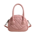 Rosafarbene gesteppte Boston-Handtasche mit Rautenmuster, Griff und Umhängeriemen - Rosa