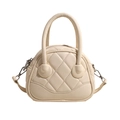 Elegante cremeweiße gesteppte Boston-Handtasche mit zwei Griffen und Schultergurt - Gebrochenes Weiß