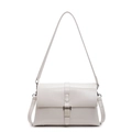 Bolso bajo el brazo minimalista en cuero encerado blanco crema con correa ajustable - Blanco Roto