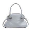 Light blue minimalist toast shaped handbag with round top handles and adjustable strap - Blue