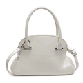 Elegante borsa a mano bianca a forma di conchiglia in ecopelle con dettagli argentati - Bianco Sporco