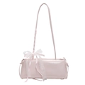 Borsa baguette rosa in ecopelle con un elegante fiocco decorativo in pizzo bianco - Rosa
