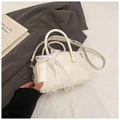 White lace bowling bag for women, trendy PU leather pillow handbag with stylish crossbody strap. - No Pendant / White
