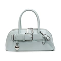 Sac bowling vert menthe avec pendentif cœur argenté et boucle métallique décorative - Bleu