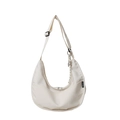 Minimalist off-white canvas hobo bag with adjustable strap and side pockets - No Pendant / White