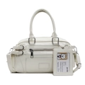 Elegante borsa Boston bianco crema stile biker con simpatica etichetta identificativa - Bianco Sporco