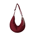 Minimalist red half-moon crossbody bag in durable nylon with adjustable strap - Red