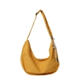 Minimalist bright yellow canvas crescent crossbody bag with adjustable strap and pendant - No Pendant / Yellow