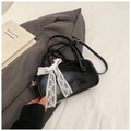 Black bowling handbag with sweet white lace bow decoration, stylish niche crossbody bag for women. - Black without Pendant