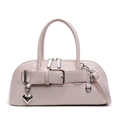 Sac à main élégant rose clair avec breloque cœur argentée et bandoulière réglable - Rose
