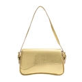Metallic gold snakeskin embossed handbag with asymmetric flap and curved silhouette - Gold