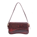Fashionable red and black snake-pattern shoulder bag with curved bottom and gold buckle - Red Snake Pattern