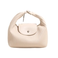 Off-white quilted dumpling handbag with pleated texture and top handle closure - White