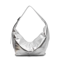 Sac hobo argenté métallisé avec bandoulière réglable et détail de fermeture éclair - Argent