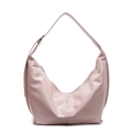 Pink hobo dumpling bag with glossy leather and wide strap for daily commute use - Pink